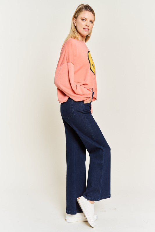 High Waisted Button Jeans-Plus