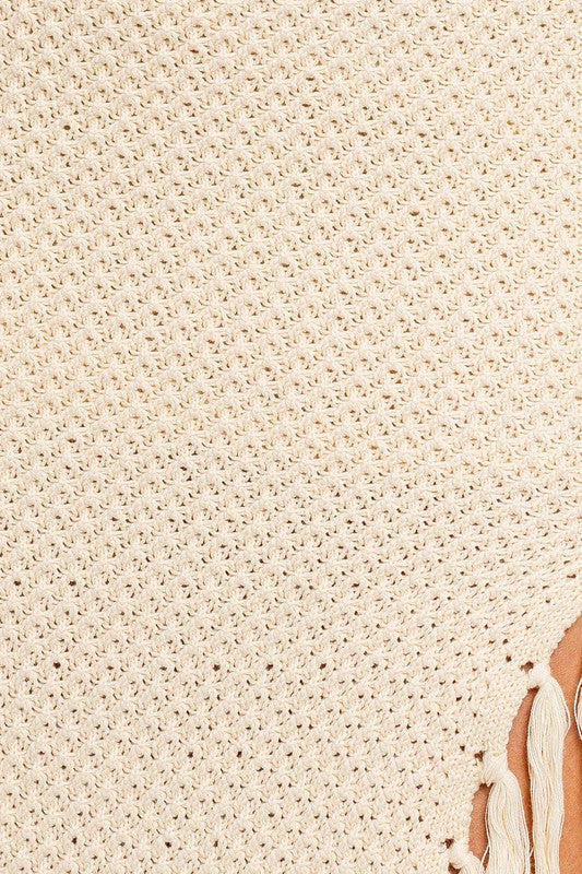 Tassel Detail Crochet Midi Skirt
