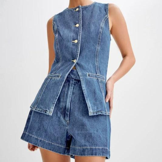 Lilly's Denim Vest and Shorts
