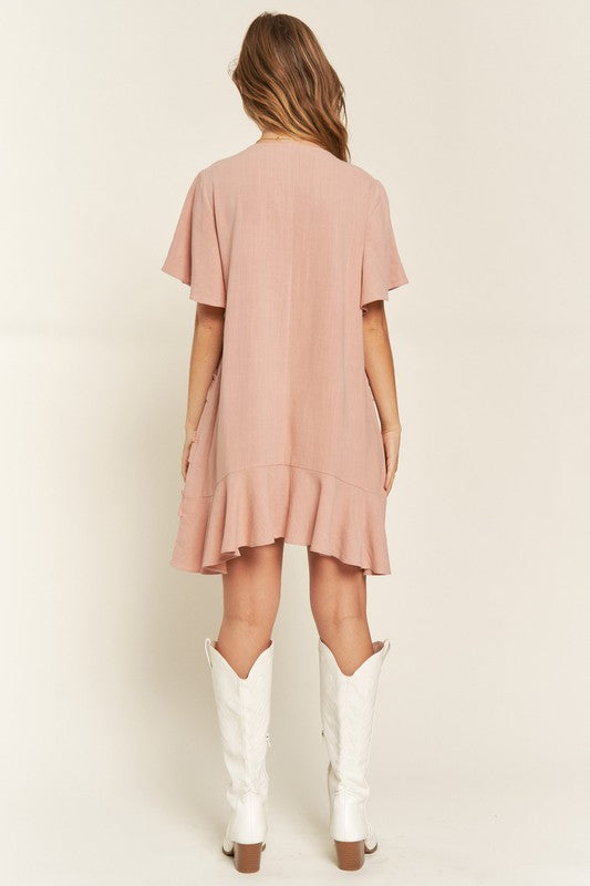 Tiered Ruffle Mini Dress-PLUS