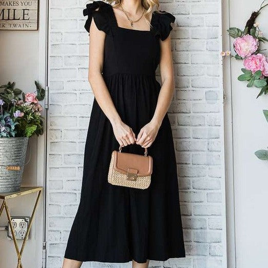 Linen Ruffle Midi Dress