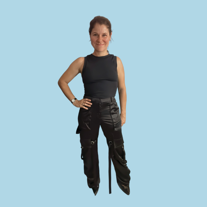 Black Cargo Satin Pant