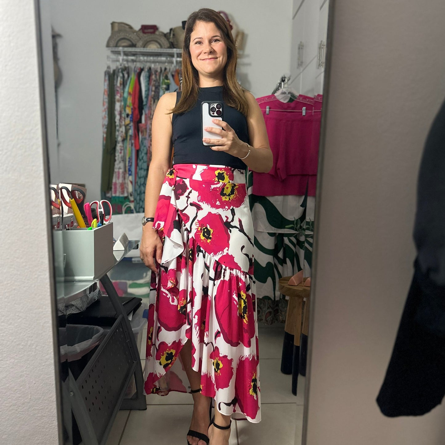 Wrap Skirt - Red Floral