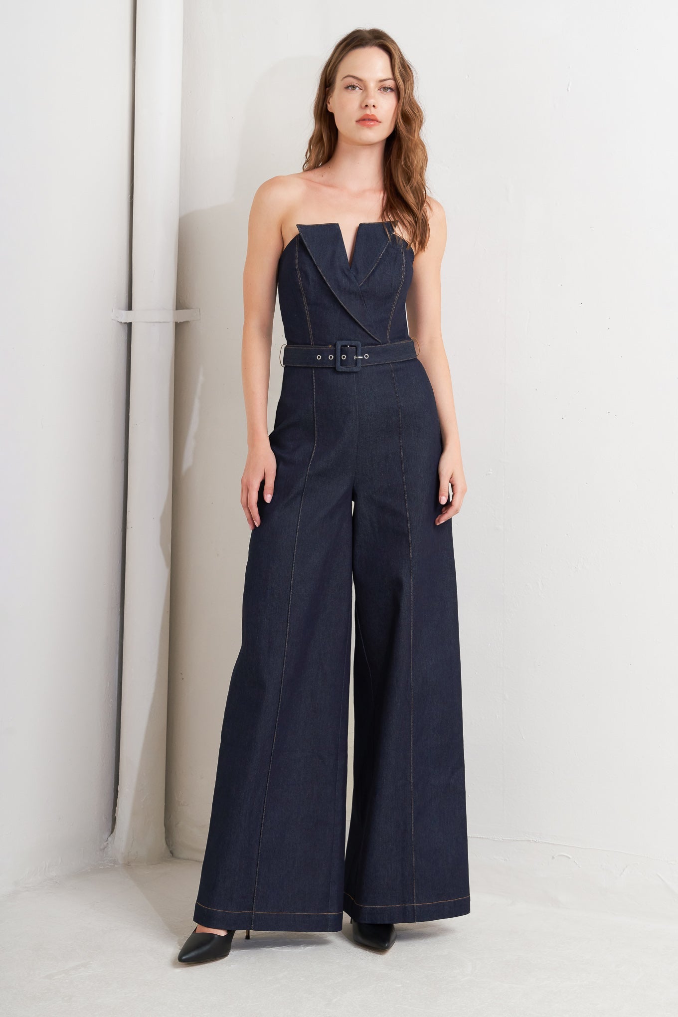 Tuxedo Denim Jumpsuit