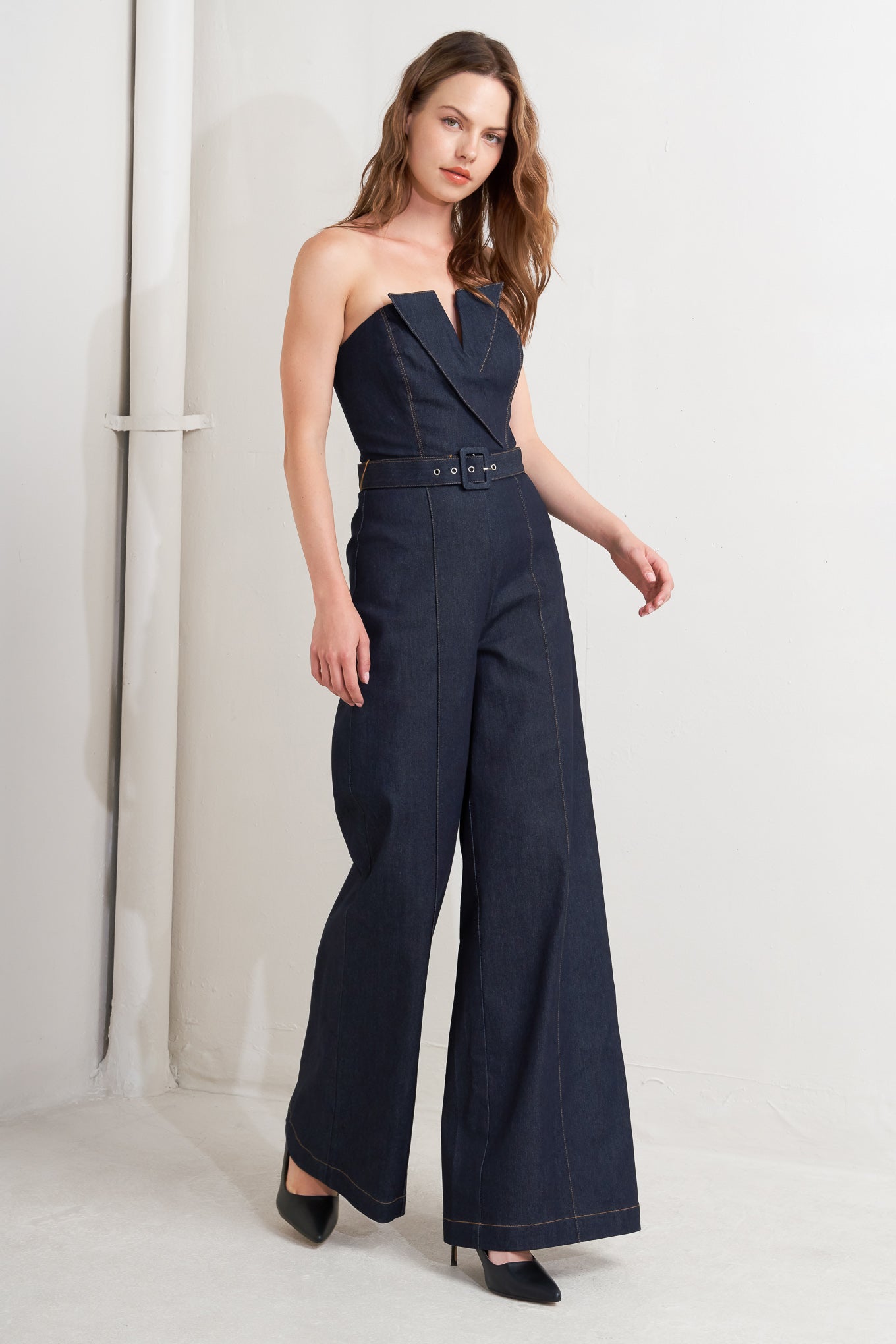 Tuxedo Denim Jumpsuit