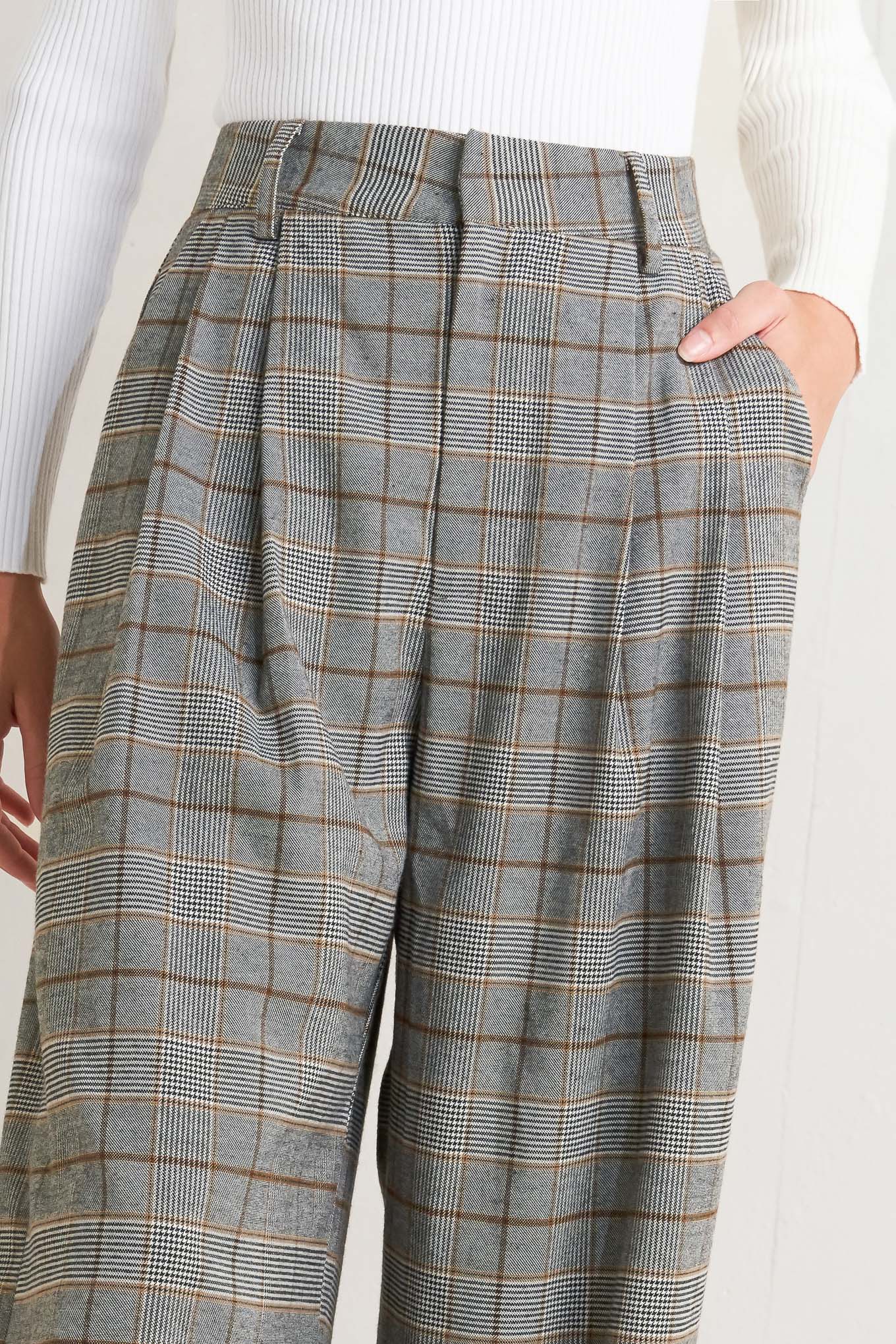 New Age Plaid Wide Leg Trousers