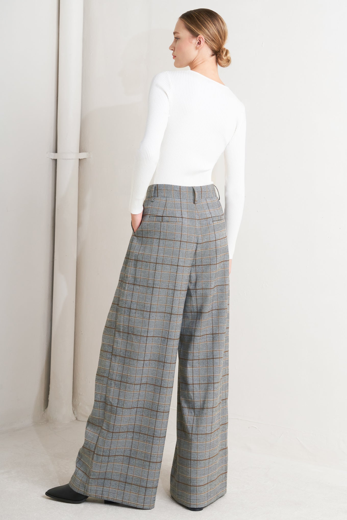 New Age Plaid Wide Leg Trousers