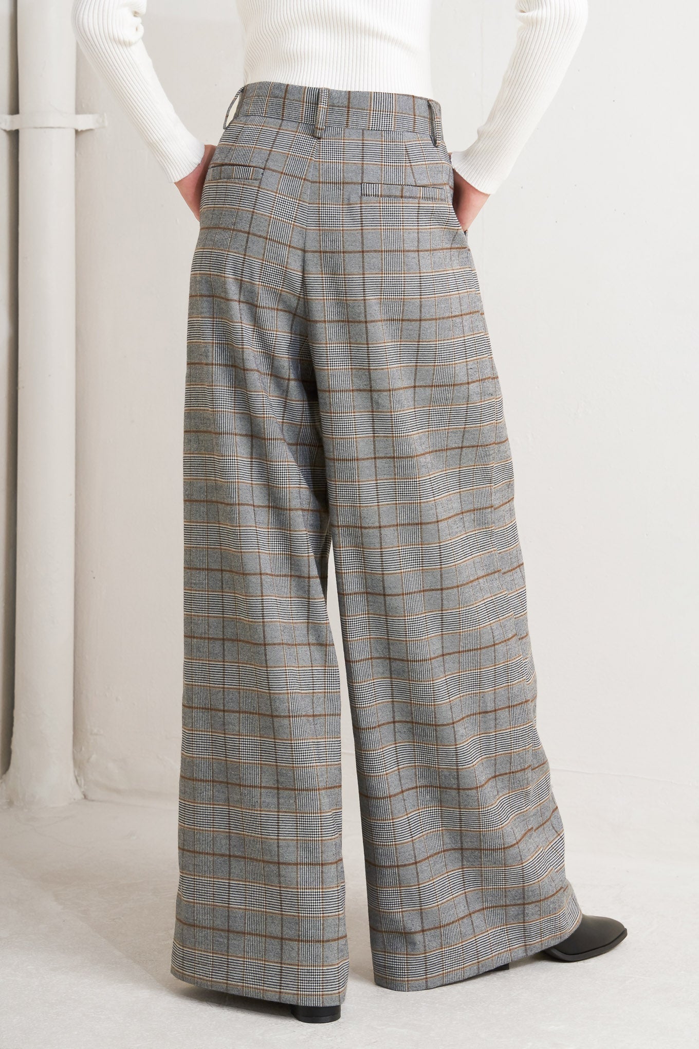 New Age Plaid Wide Leg Trousers
