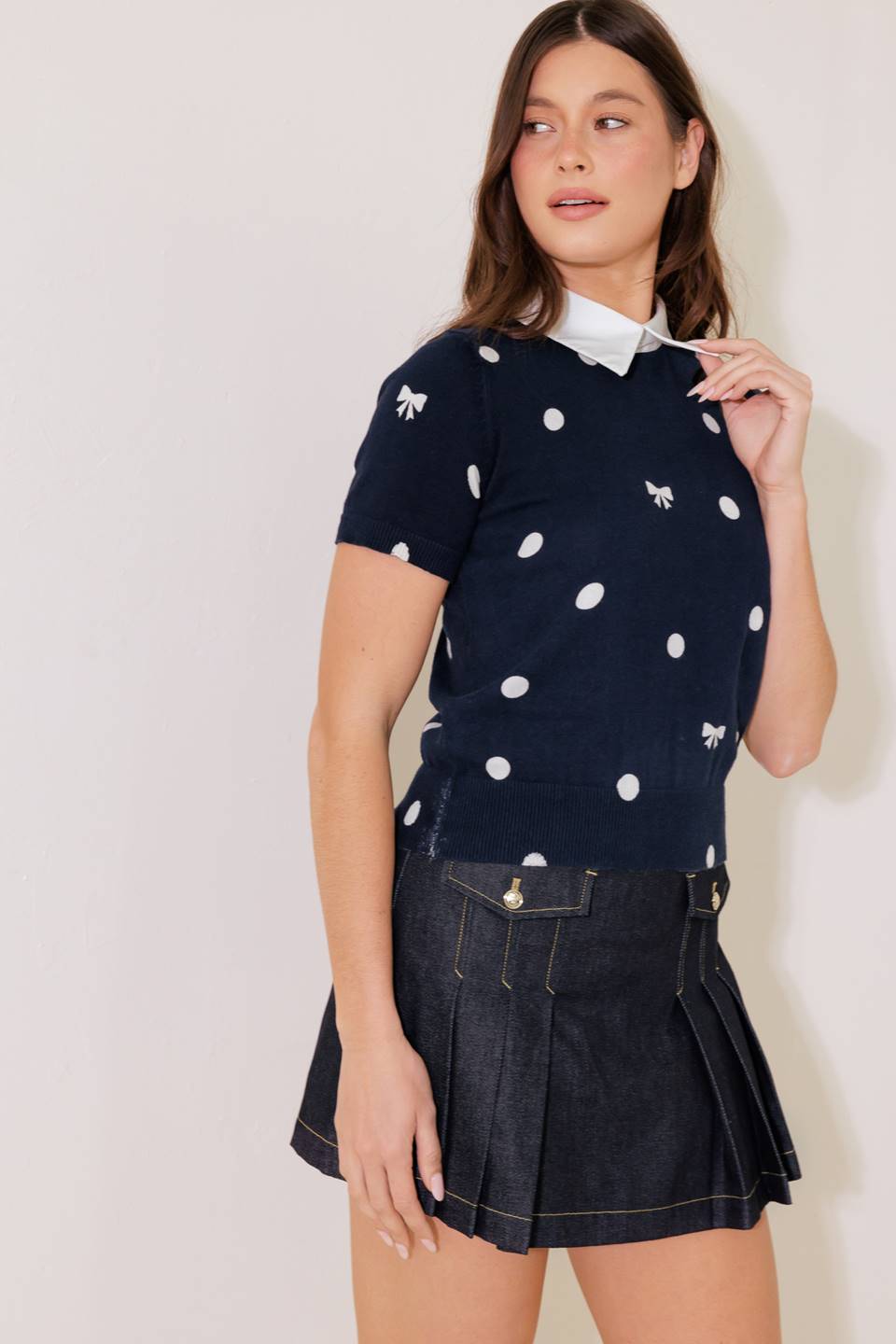 Parisienne Polka Dot Collar Sweater