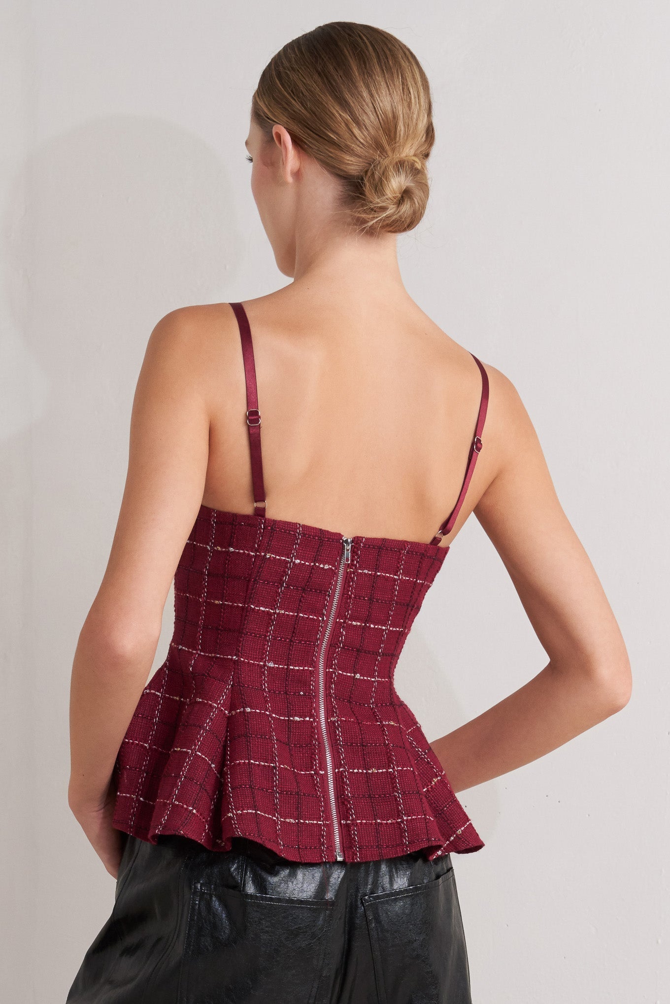 Bordeaux Tweed Peplum Cami
