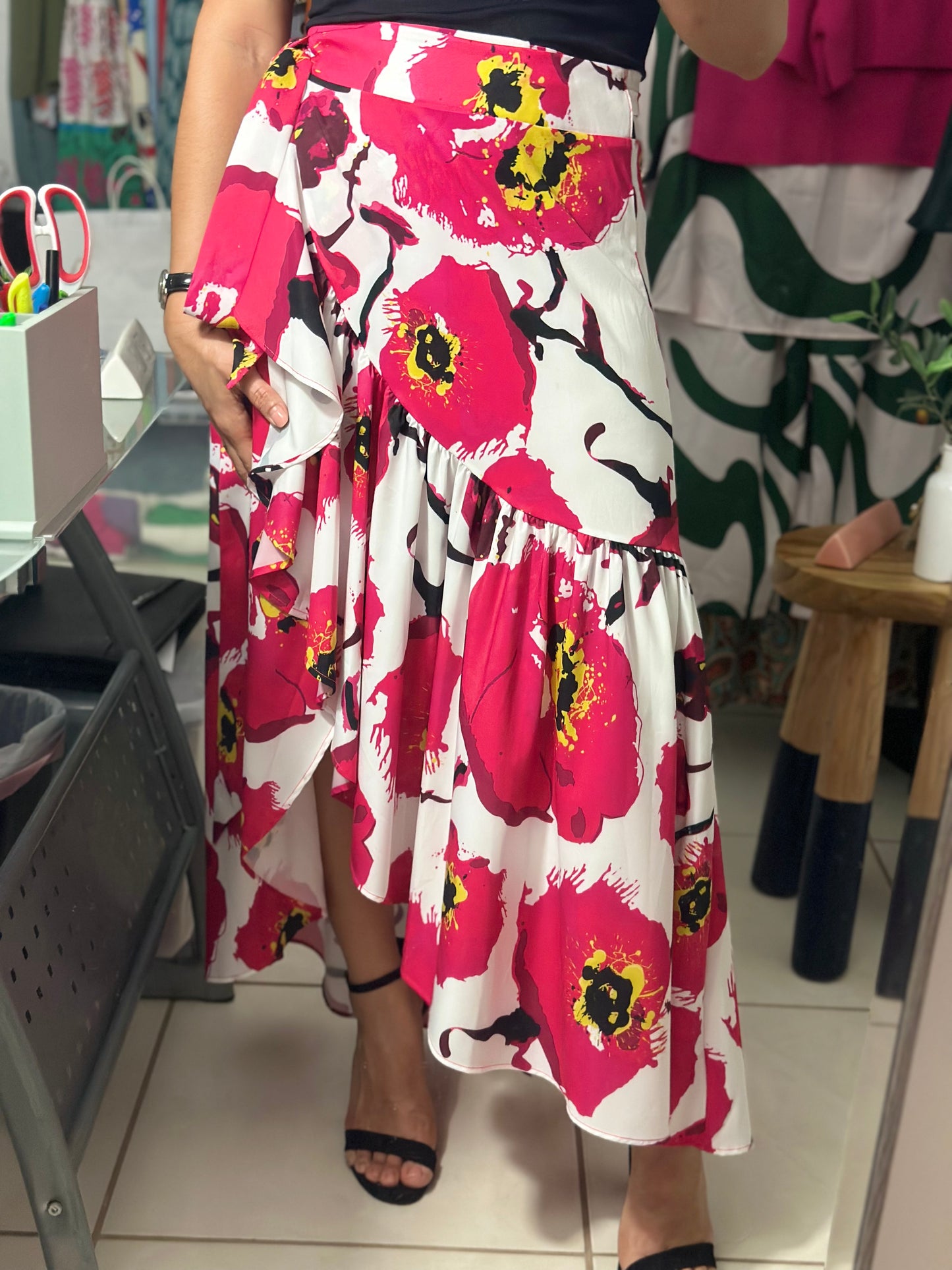 Wrap Skirt - Red Floral