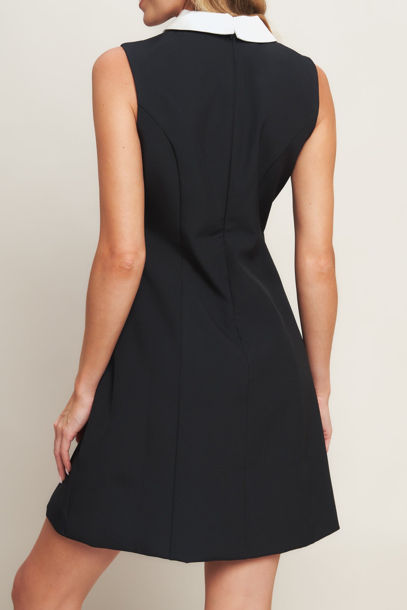 Crystal Button Collar Mini Dress