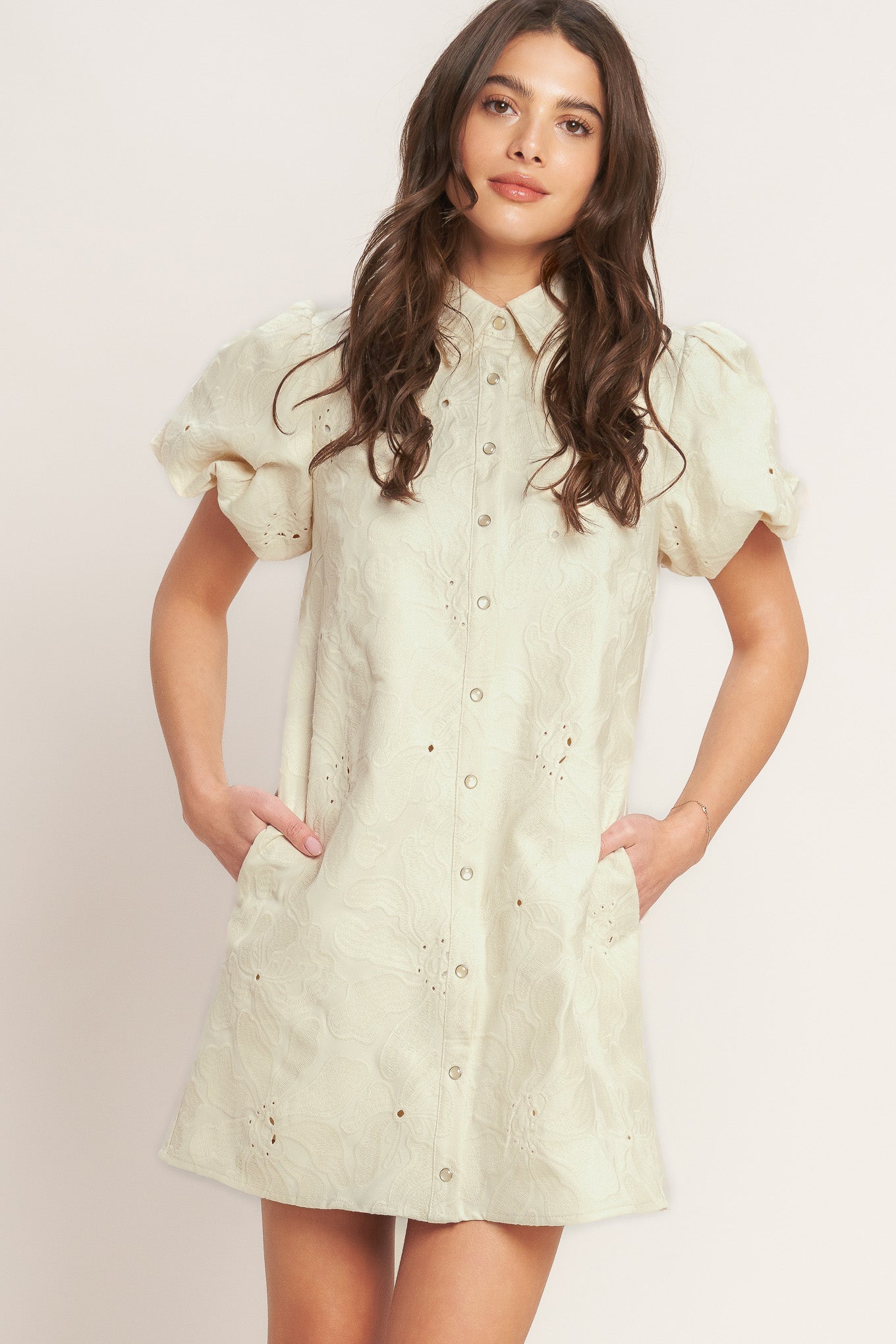Breathable Weave Woven Mini Dress L Flying Tomato Cream / S