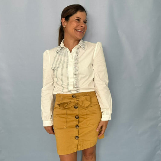 Mustard Denim Short Skirt
