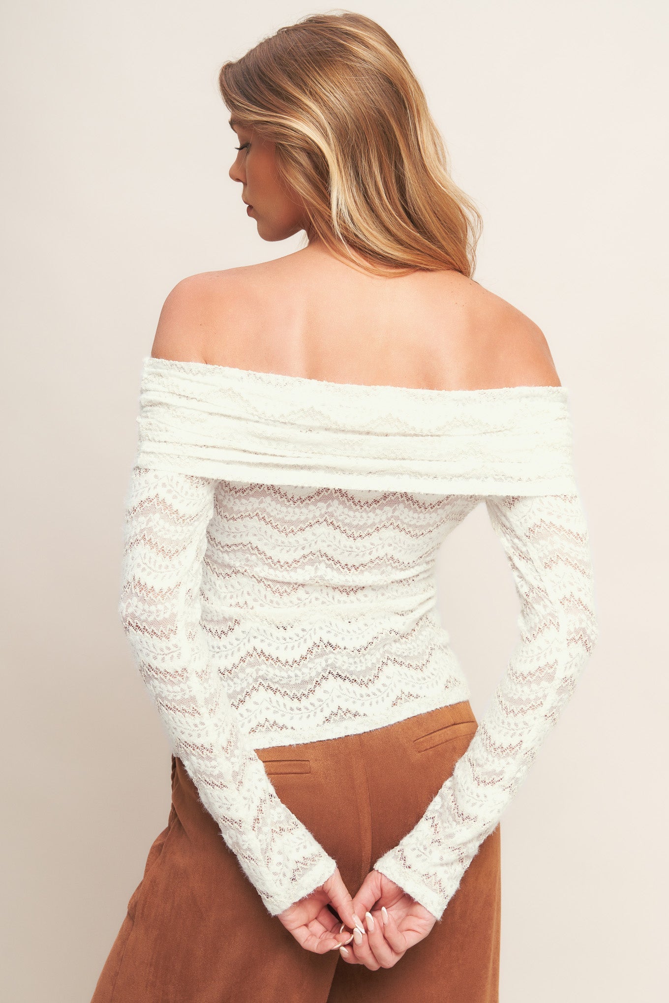 Lace Knit Off-Shoulder Top