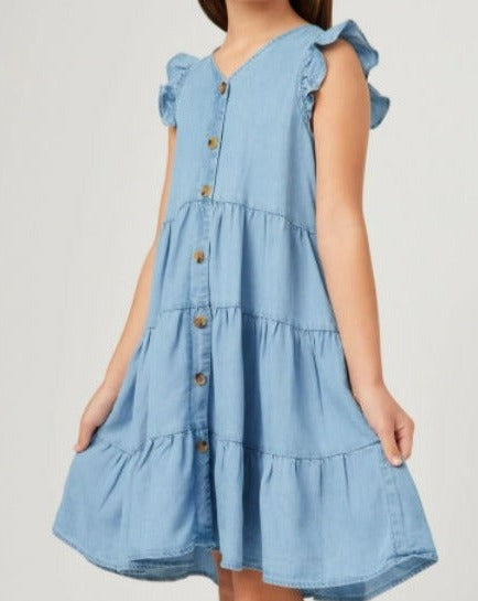 Martina's Denim Short Dress - Girl's