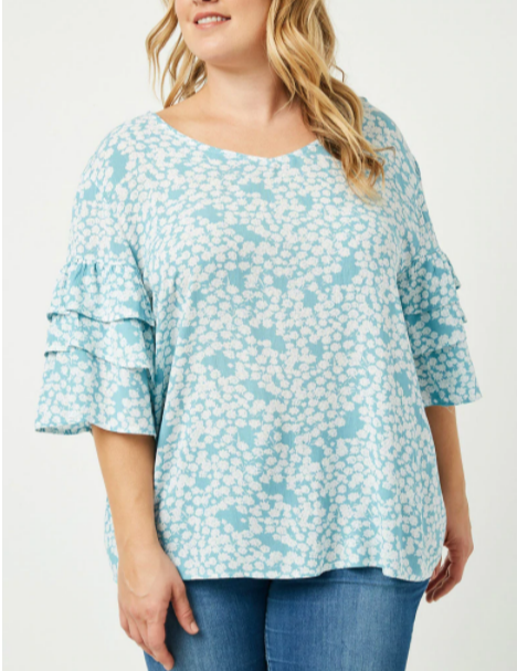 Sophia - Blue Floral Top