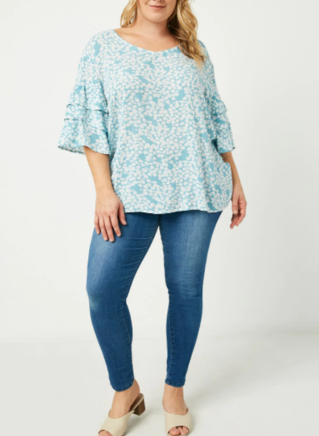 Sophia - Blue Floral Top