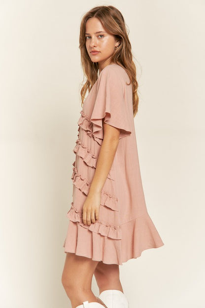 Tiered Ruffle Mini Dress-PLUS