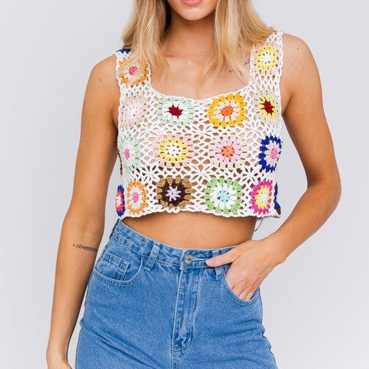 Sleeveless Multi Crochet Top