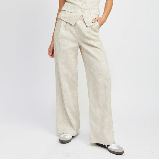 Linen Pleated Pants