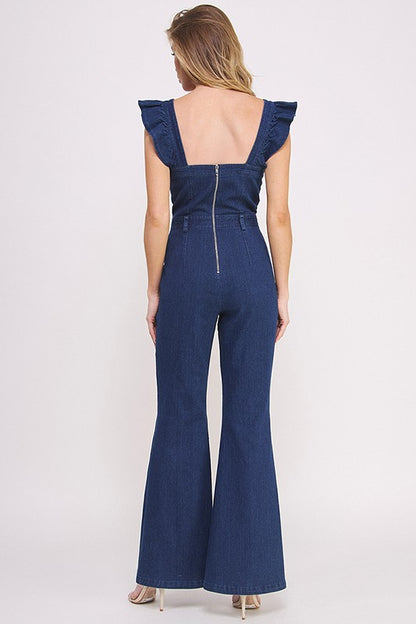 Denim Ruffle Jumpsuit