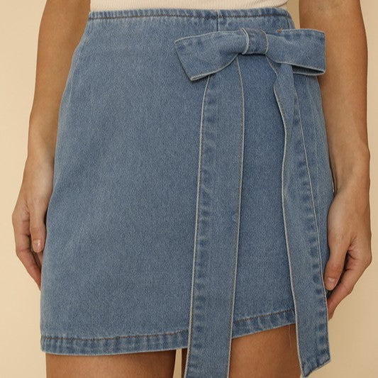 Denim bow skirt