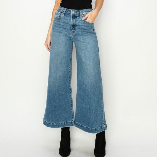 High Rise Crop Palazzo Jeans