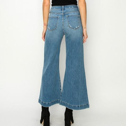 High Rise Crop Palazzo Jeans