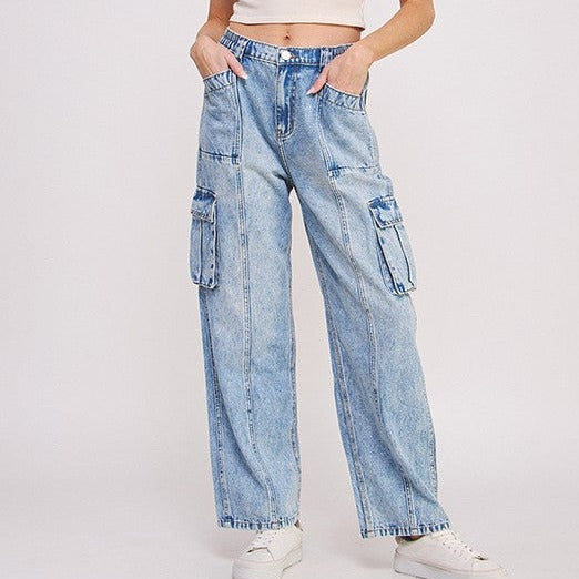 Denim Cargo Trousers