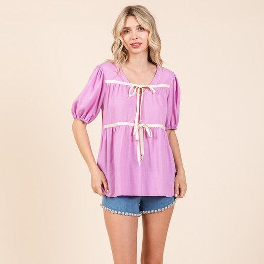 Piping Detail Babydoll Top