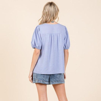 Plus-Piping Detail Babydoll Top