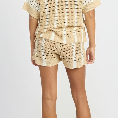 Striped Crochet Shorts