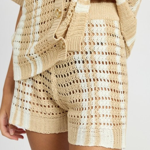 Striped Crochet Shorts