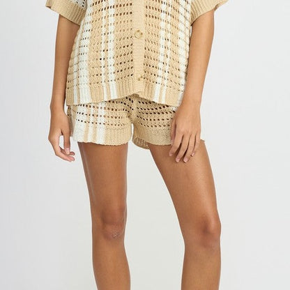 Striped Crochet Shorts