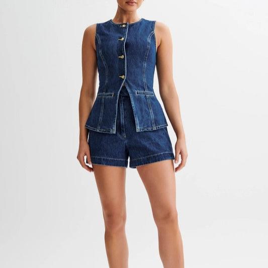 Lily Denim Vest and Short Set