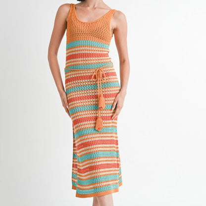 Sunset Hues Crochet Maxi Dress