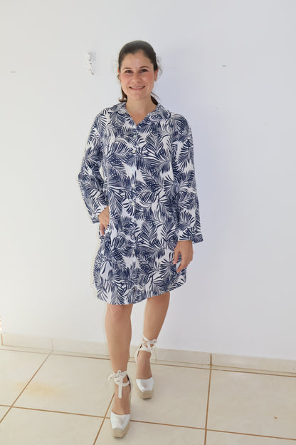 Palmeras Shirt Linen Dress