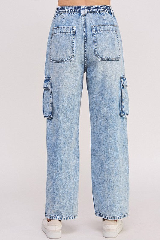 Denim Cargo Trousers- Plus