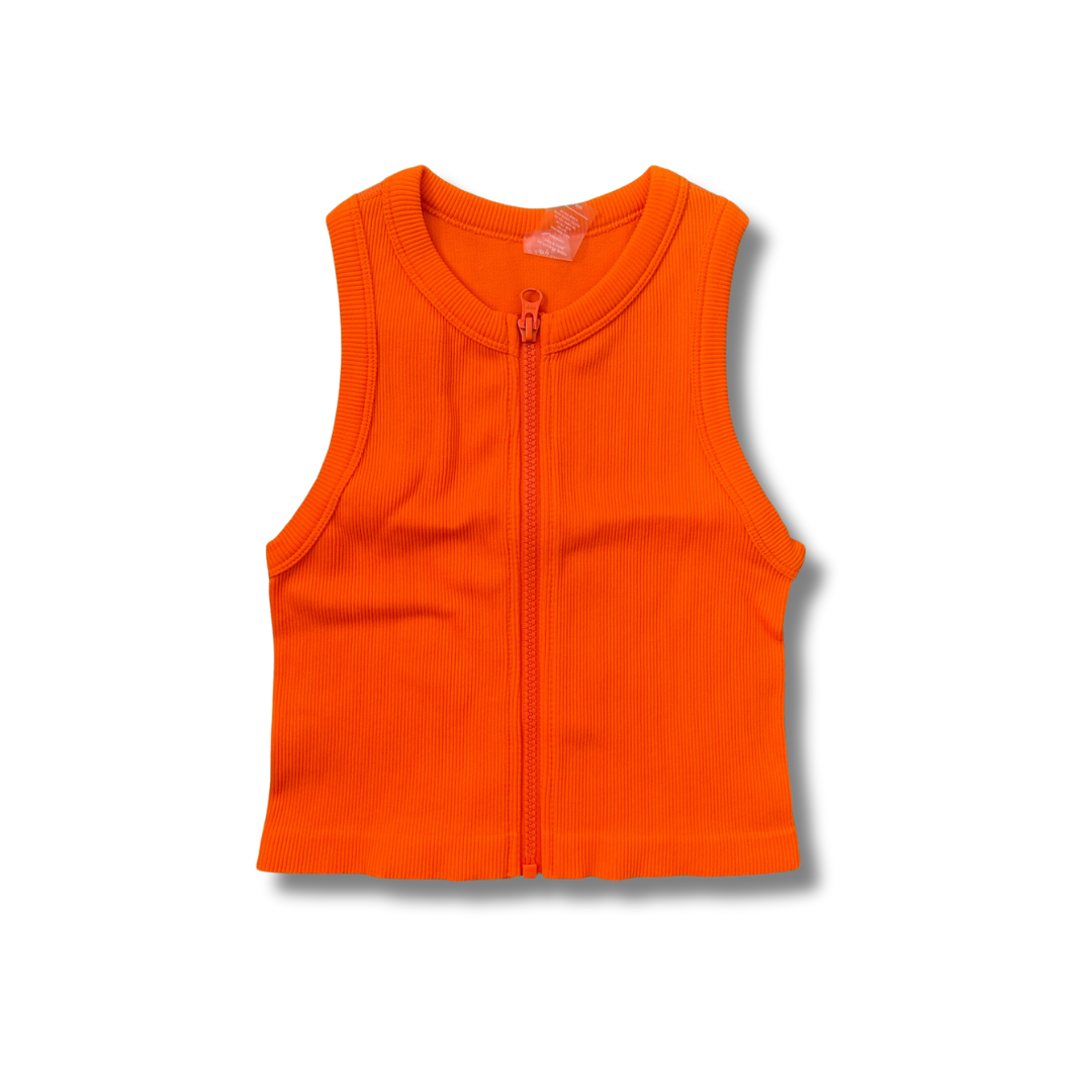 Zipper Basic Crop Top