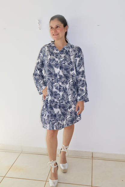 Palmeras Shirt Linen Dress