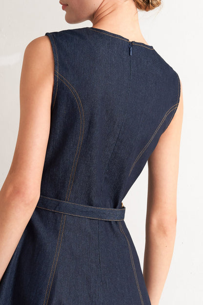 Modern Dark Denim Midi Dress