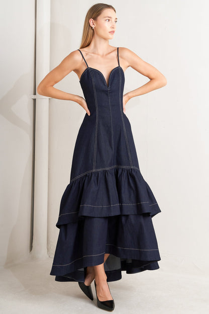 Gala Night Denim Midi Dress