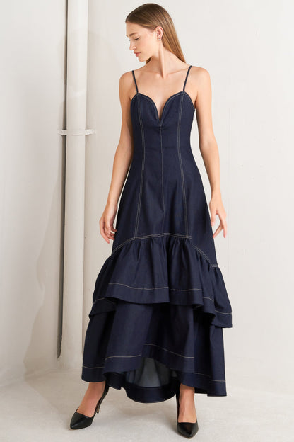 Gala Night Denim Midi Dress