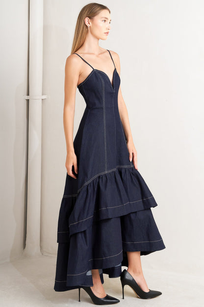 Gala Night Denim Midi Dress