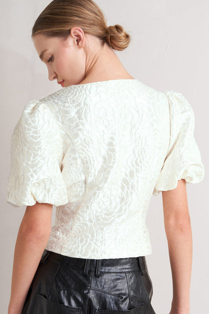 Pearl Button Jacquard Blouse