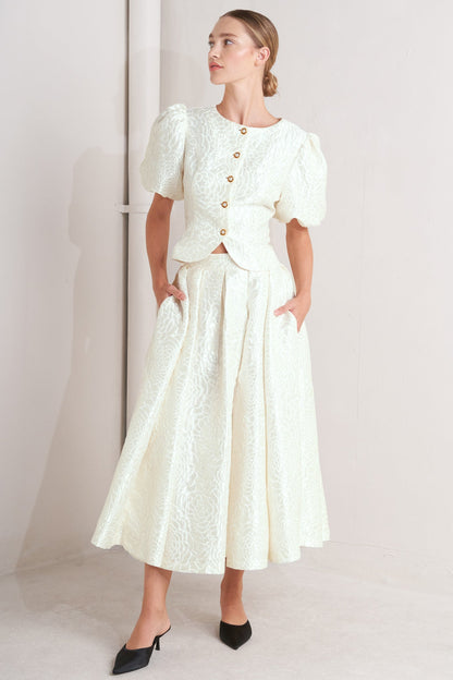 Pearl Button Jacquard Blouse