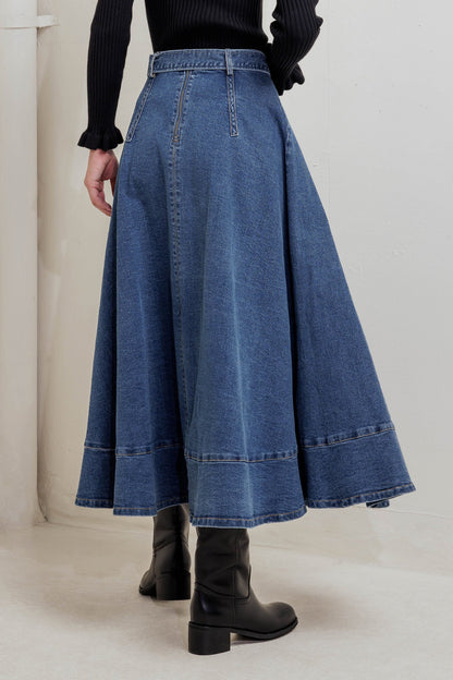 Cowboy Denim Midi Skirt