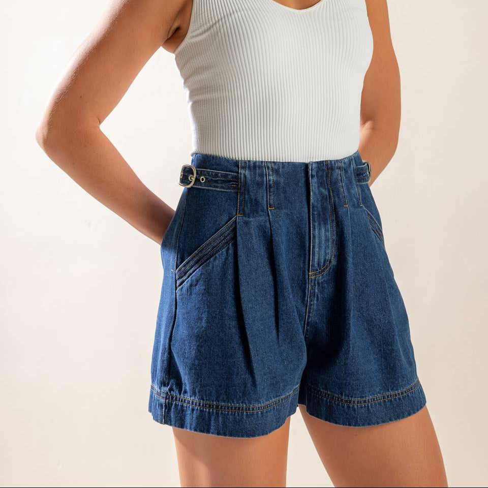 Vintage Cinch Paperbag Denim Shorts