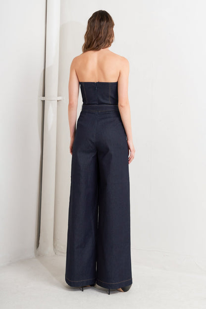 Tuxedo Denim Jumpsuit